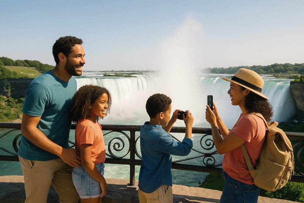AI generated image of a family at Niagra falls